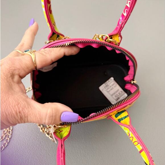 Neon Colors Graffiti Print Small Crossbody/Handbag, Structured, Versitile - Picture 5 of 9